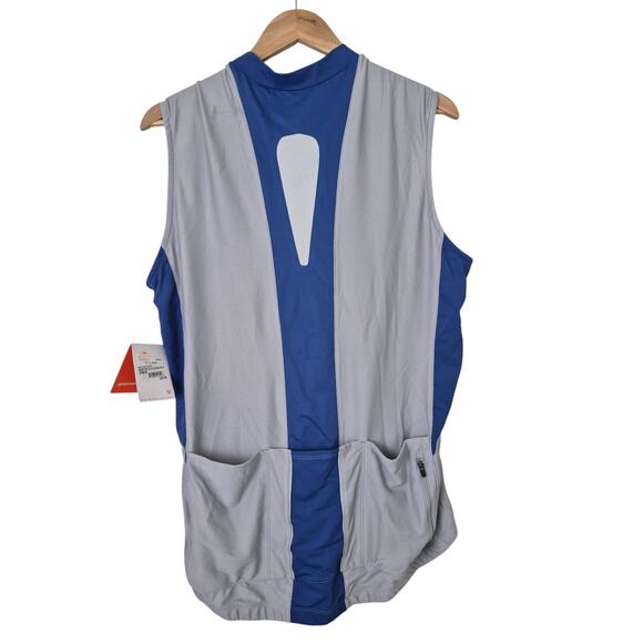 Nike Cycling Bicycle Vest Fit Dry Mens Large Gray Blue Full Zip Pocketed NWT - Picture 2 of 7